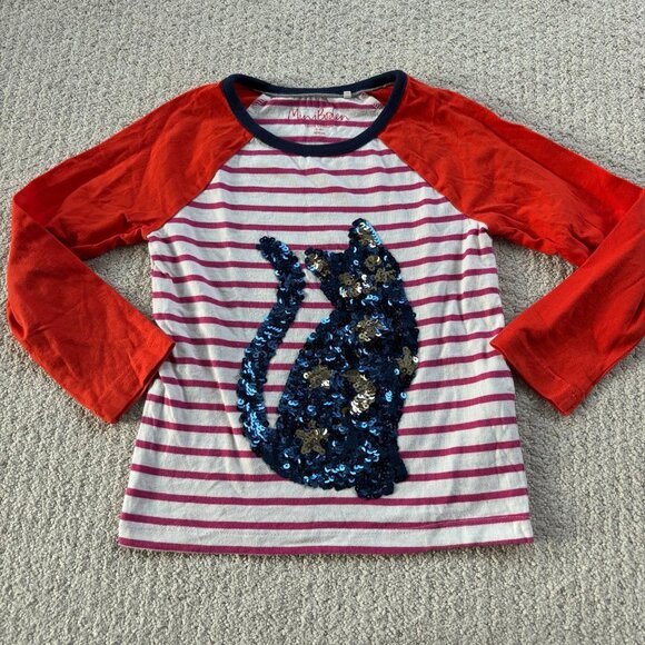 Mini boden sequin black cat striped tee - Picture 1 of 3